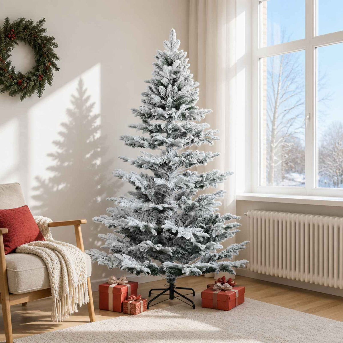 vidaXL Sztuczna choinka z zawiasami 180 cm PE i PVC Zielono-biały