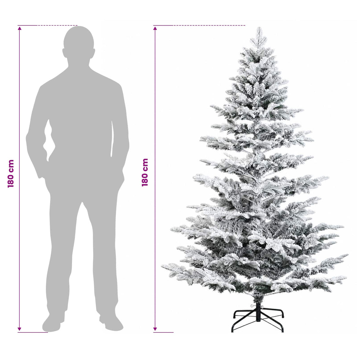 vidaXL Sztuczna choinka z zawiasami 180 cm PE i PVC Zielono-biały