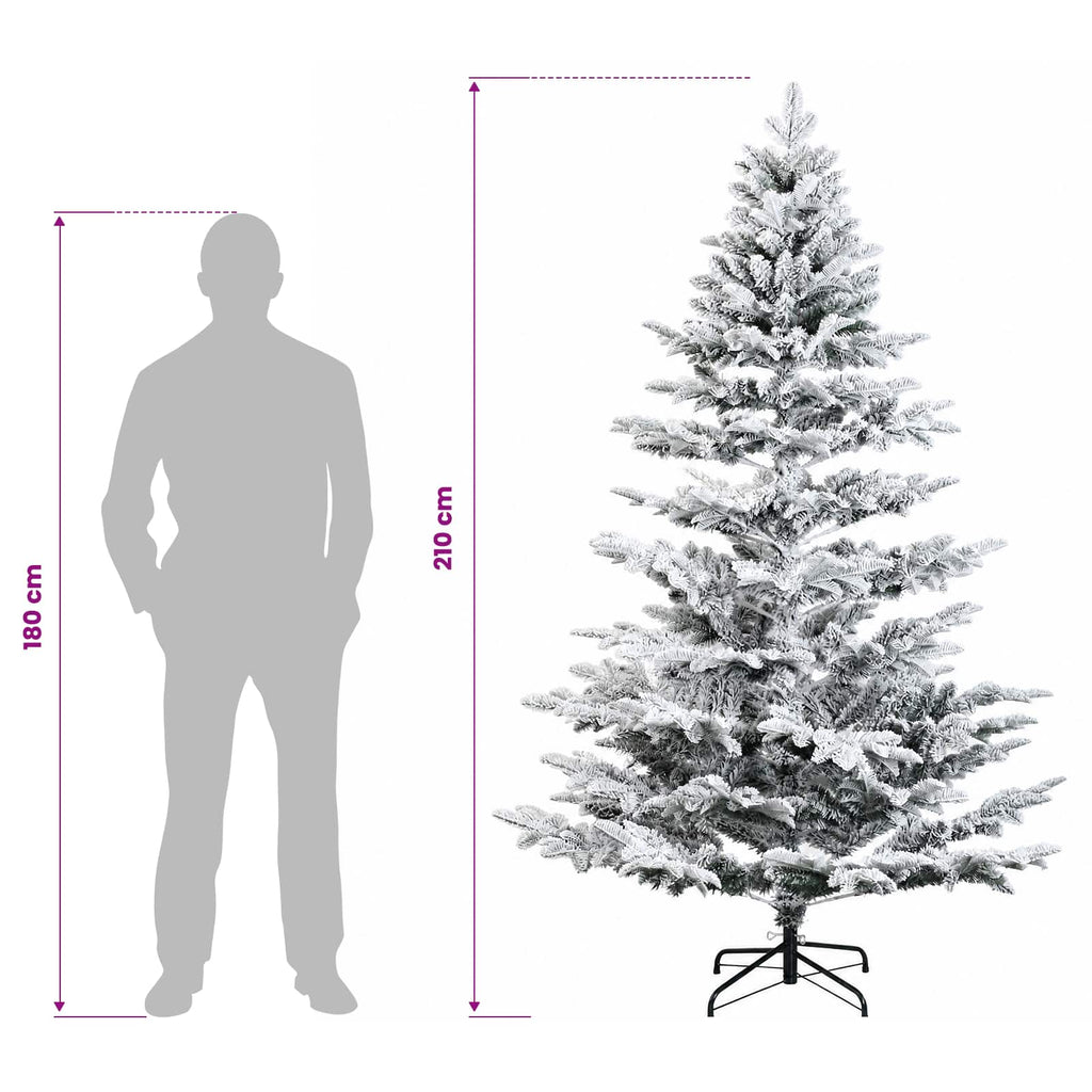 vidaXL Sztuczna choinka z zawiasami 210 cm PE i PVC Zielono-biały
