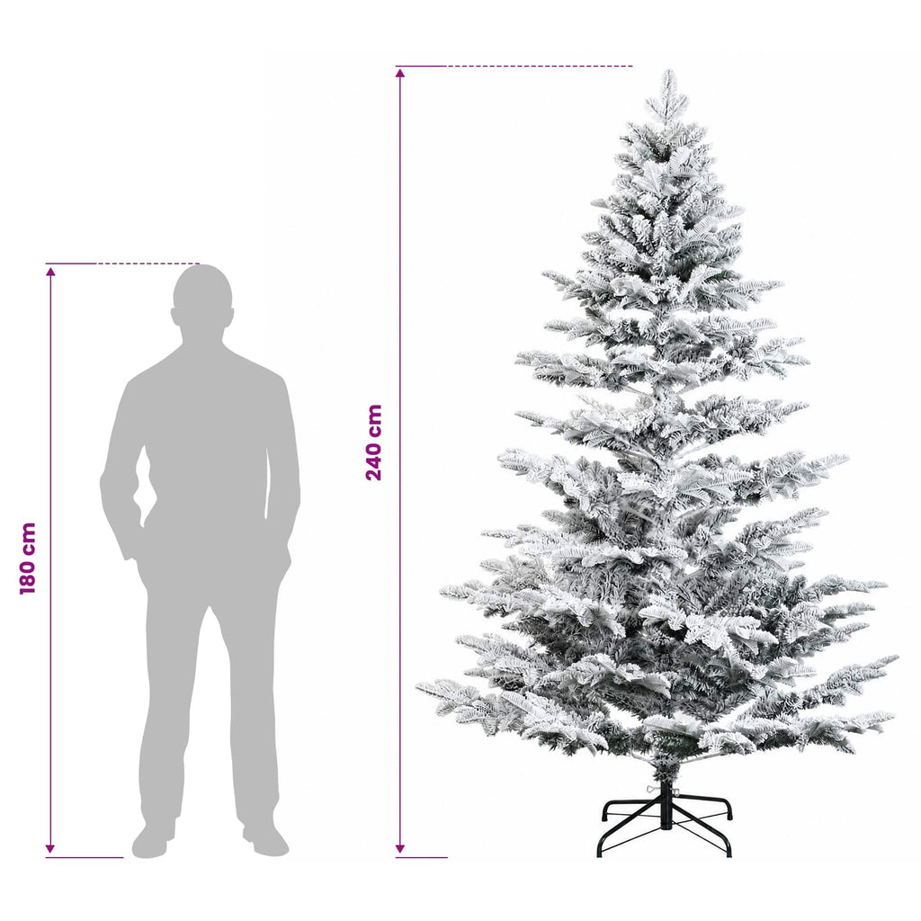 vidaXL Sztuczna choinka z zawiasami 240 cm PE i PVC Zielono-biały