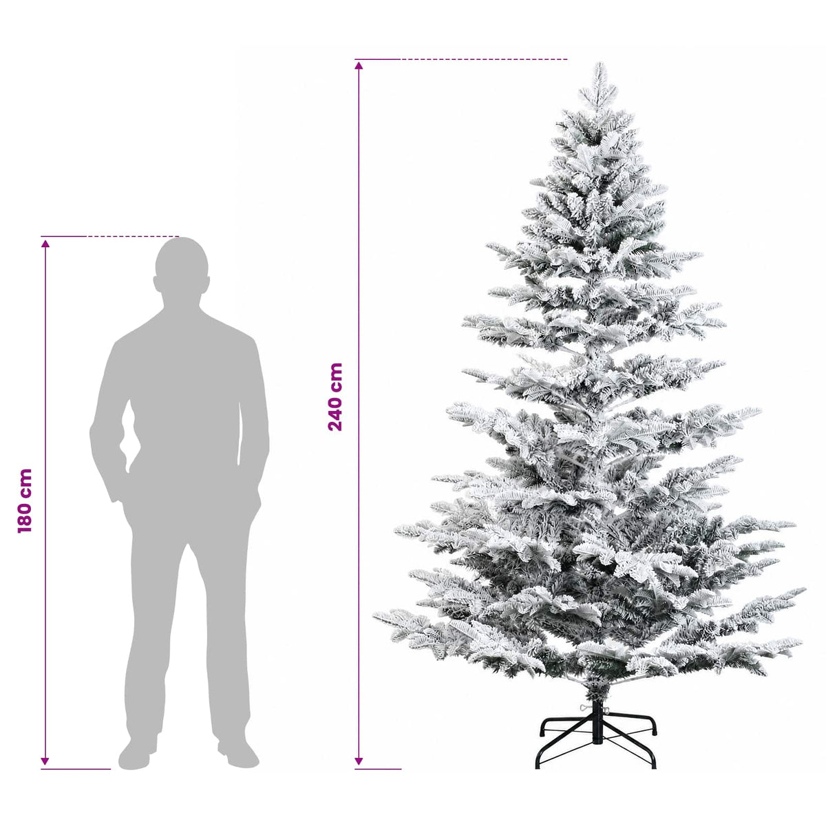 vidaXL Sztuczna choinka z zawiasami 240 cm PE i PVC Zielono-biały