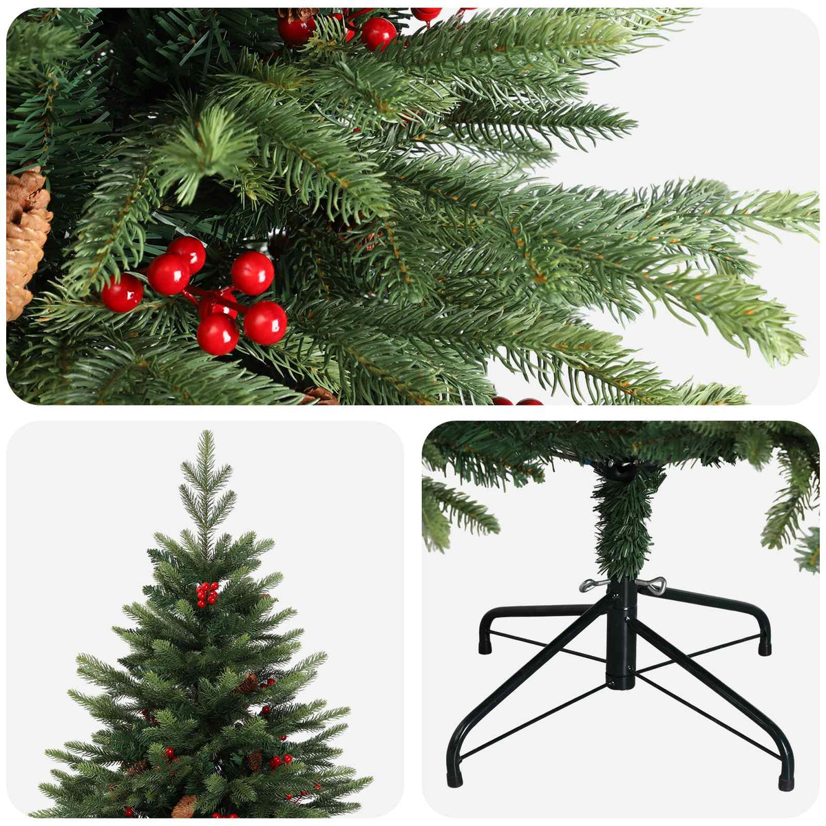 vidaXL Sztuczna choinka z zawiasami 180 cm PVC i Metal zielony