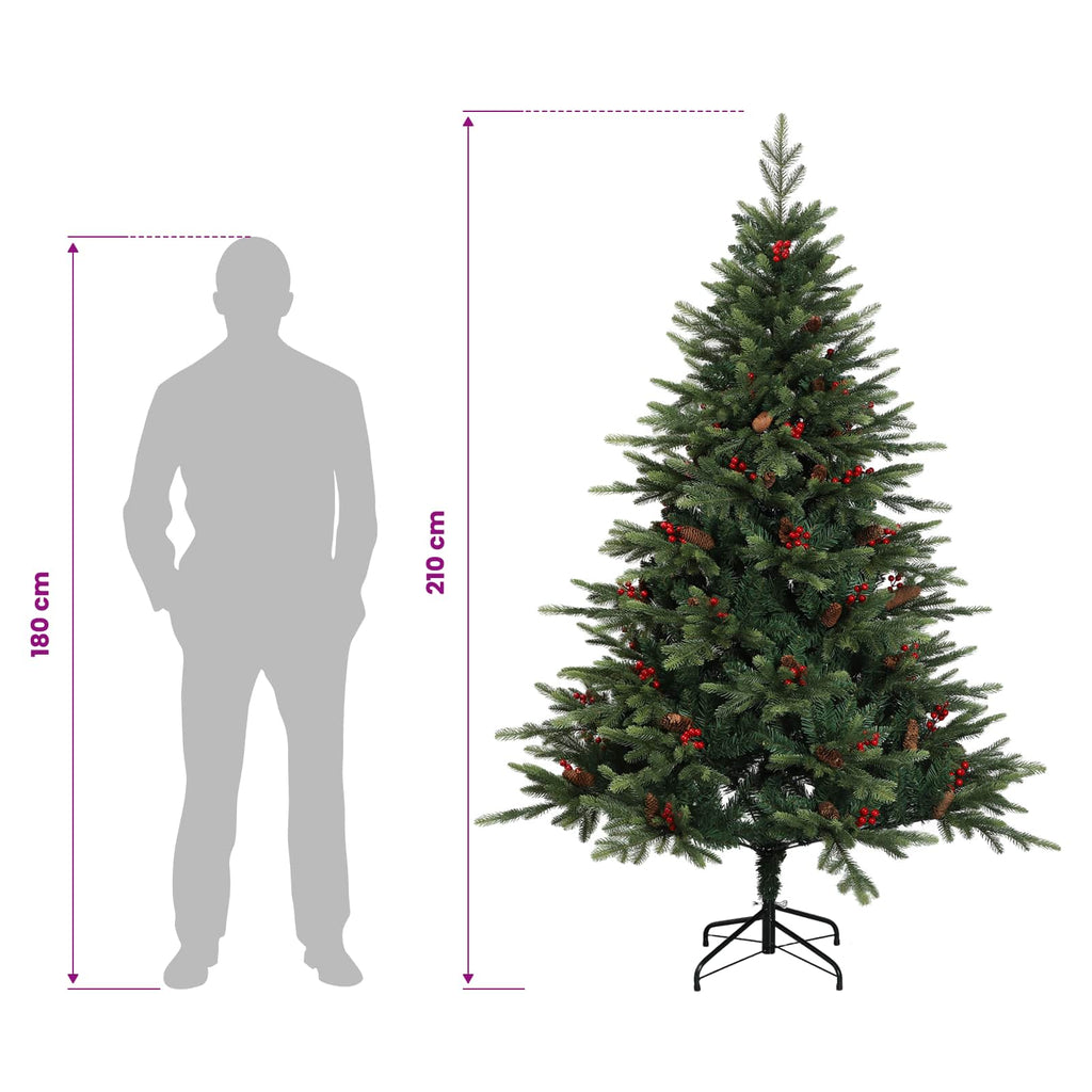 vidaXL Sztuczna choinka z zawiasami 210 cm PVC i Metal zielony