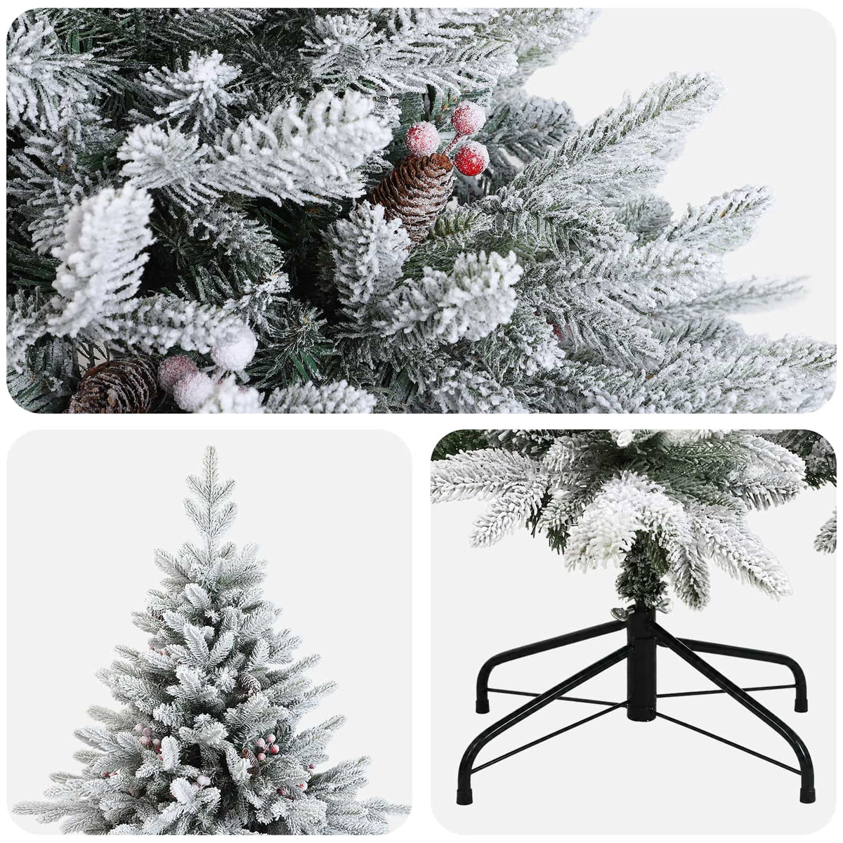 vidaXL Sztuczna choinka z zawiasami 150 cm PVC i Metal Zielony i Biały