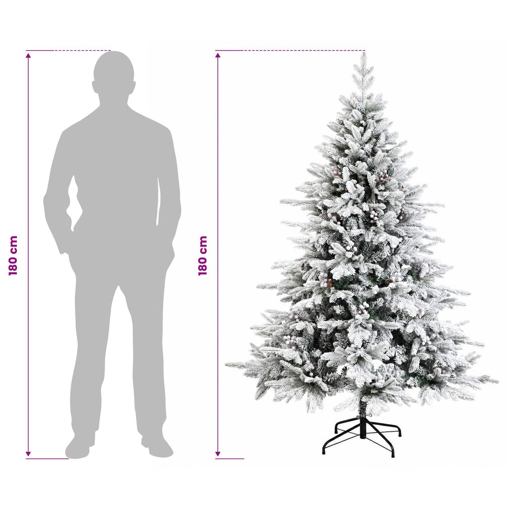 vidaXL Sztuczna choinka z zawiasami 180 cm PVC i Metal Zielony i Biały