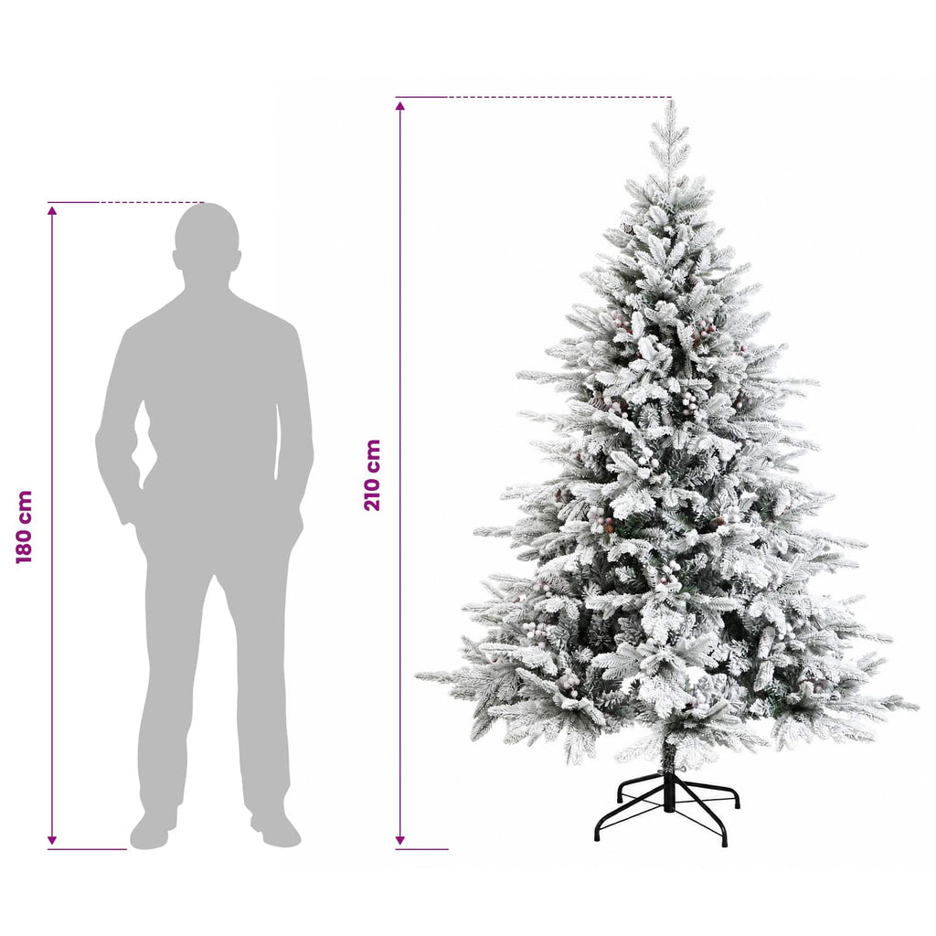 vidaXL Sztuczna choinka z zawiasami 210 cm PVC i Metal Zielony i Biały