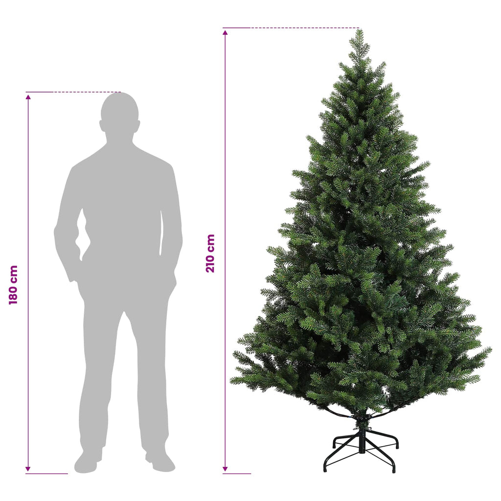 vidaXL Sztuczna choinka z zawiasami 210 cm PVC i Metal zielony
