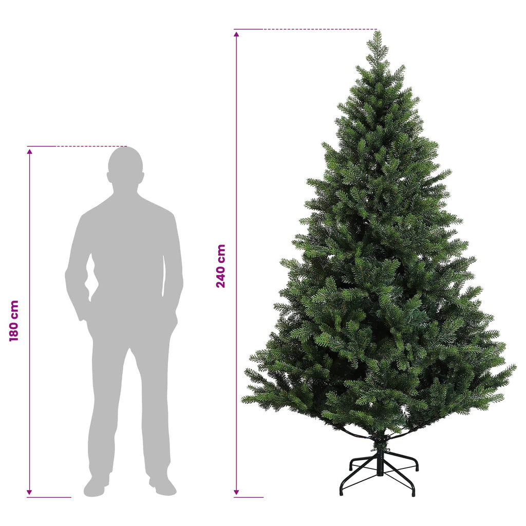 vidaXL Sztuczna choinka z zawiasami 240 cm PVC i Metal zielony