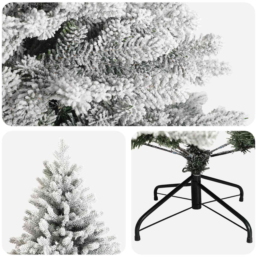 vidaXL Sztuczna choinka z zawiasami 150 cm PVC i Metal Zielony i Biały