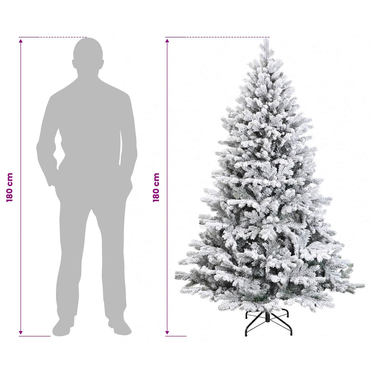 vidaXL Sztuczna choinka z zawiasami 180 cm PVC i Metal Zielony i Biały