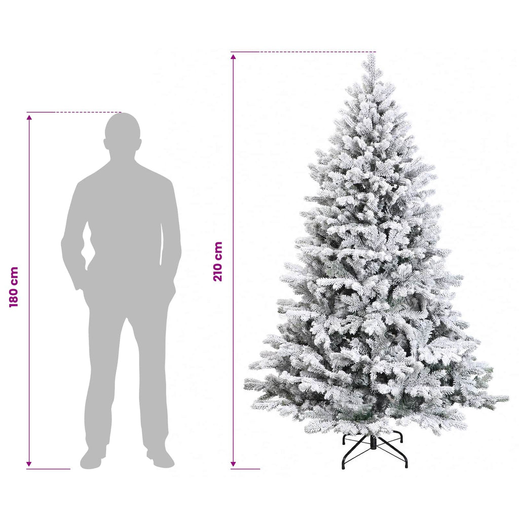vidaXL Sztuczna choinka z zawiasami 210 cm PVC i Metal Zielony i Biały