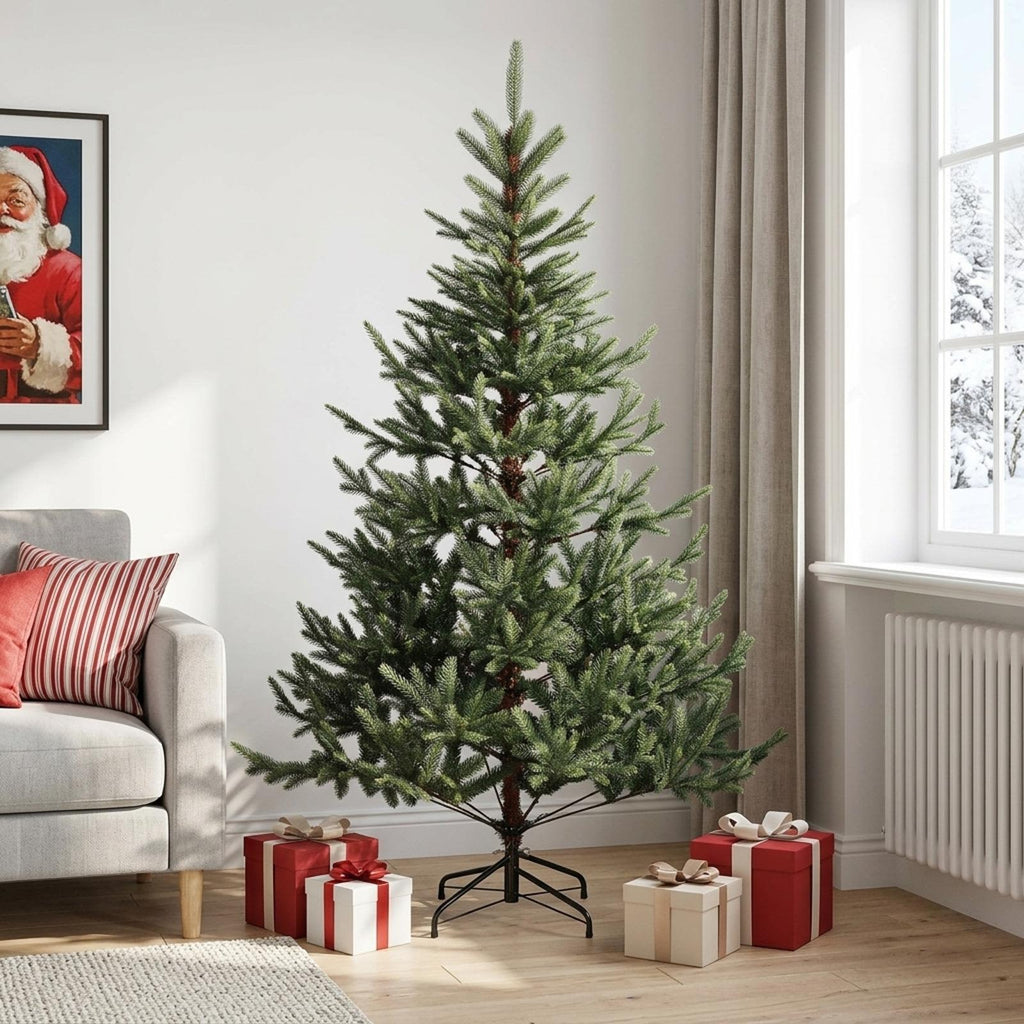 vidaXL Sztuczna choinka z zawiasami 240 cm PVC i Metal zielony
