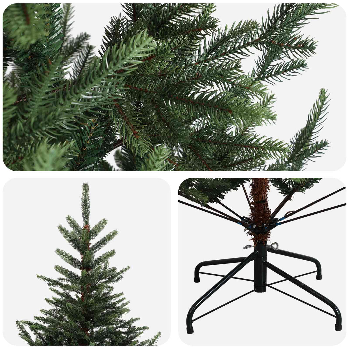 vidaXL Sztuczna choinka z zawiasami 210 cm PVC i Metal zielony