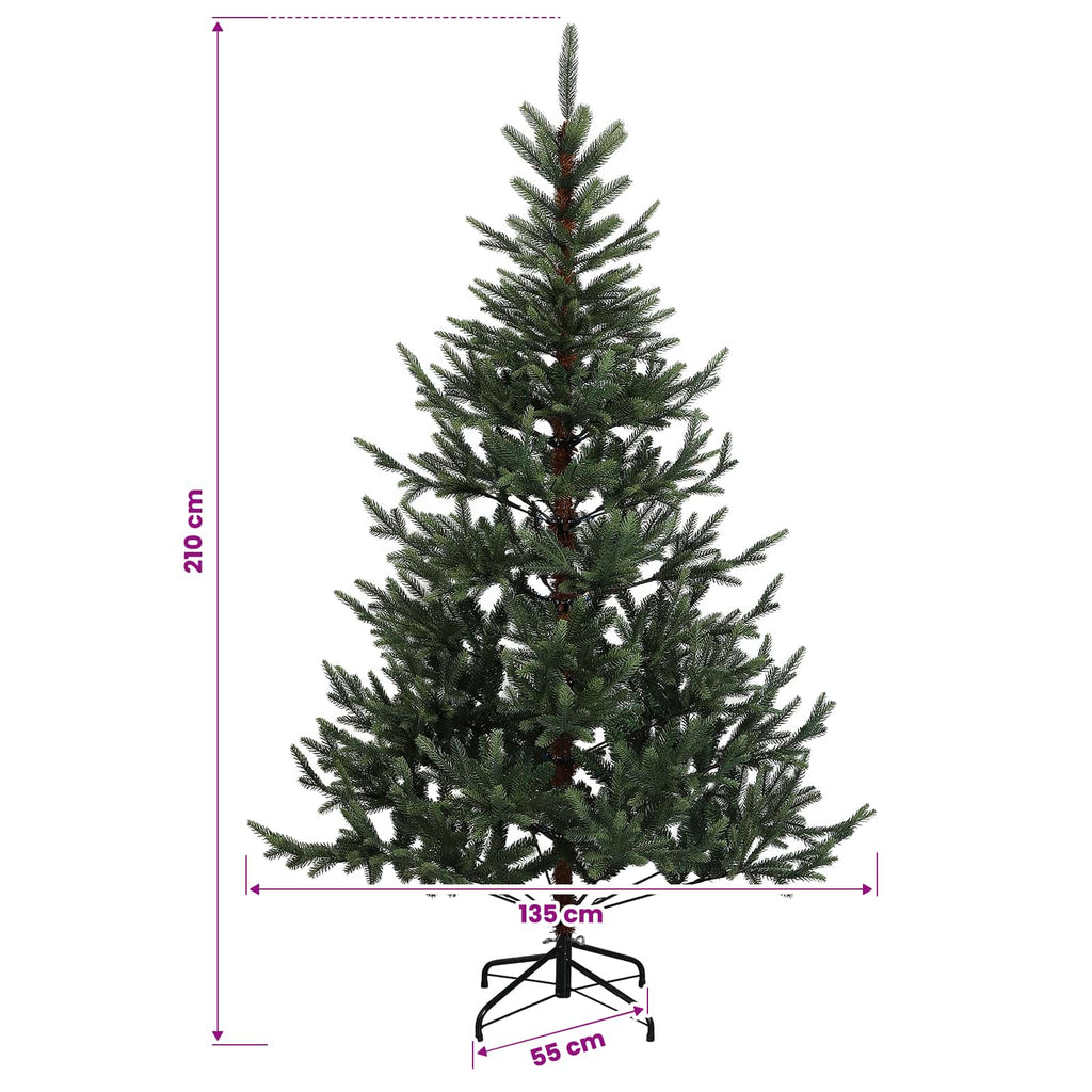 vidaXL Sztuczna choinka z zawiasami 210 cm PVC i Metal zielony