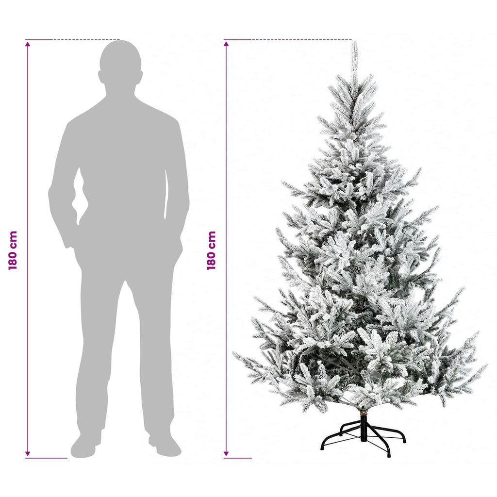 vidaXL Sztuczna choinka z zawiasami 180 cm PVC i Metal Zielony i Biały