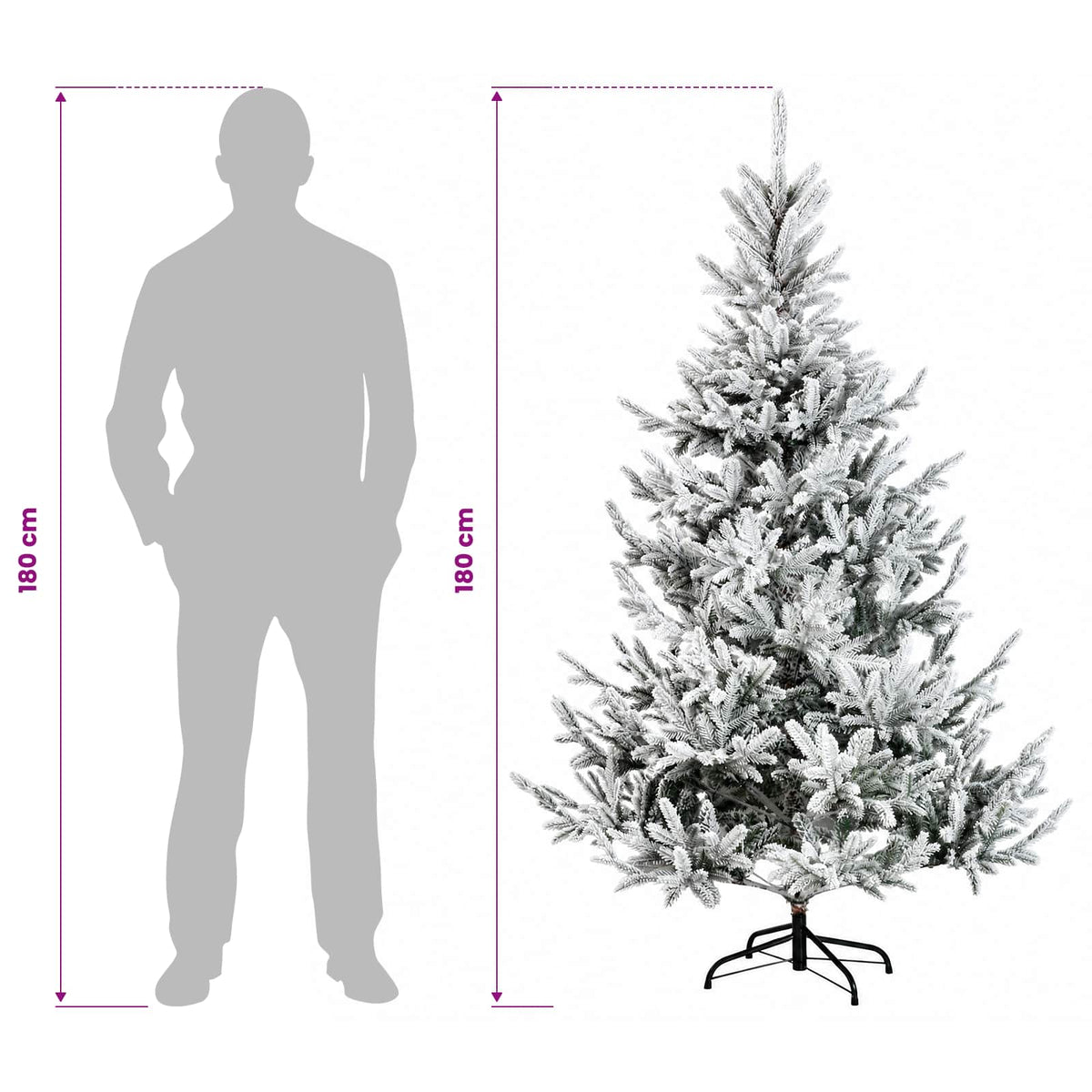 vidaXL Sztuczna choinka z zawiasami 180 cm PVC i Metal Zielony i Biały