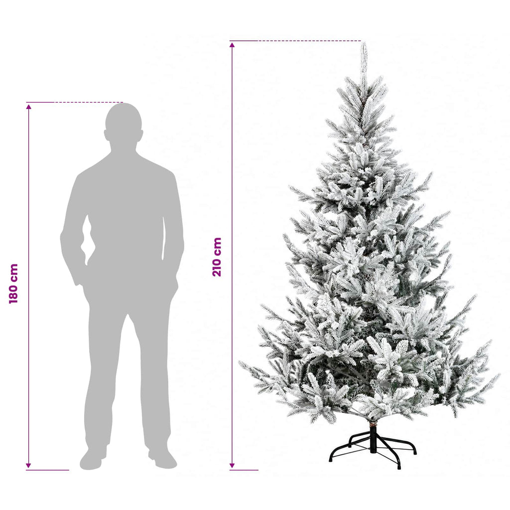 vidaXL Sztuczna choinka z zawiasami 210 cm PVC i Metal Zielony i Biały