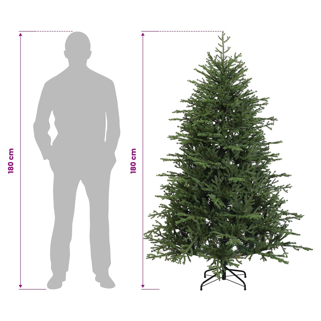 vidaXL Sztuczna choinka z zawiasami 180 cm PVC i Metal zielony