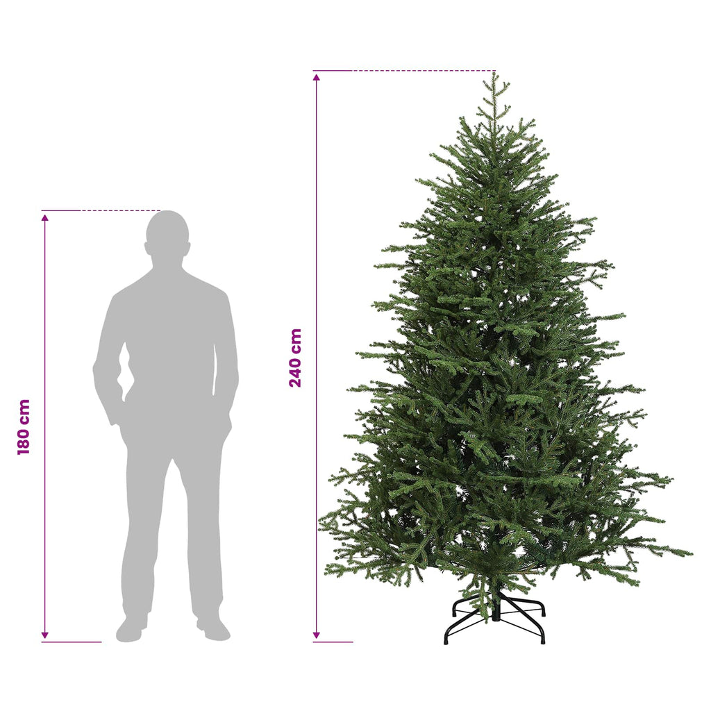 vidaXL Sztuczna choinka z zawiasami 240 cm PVC i Metal zielony