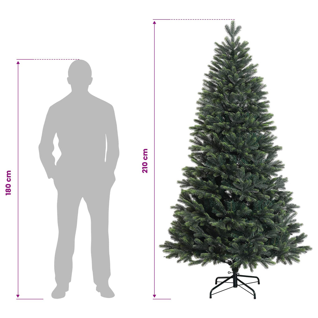 vidaXL Sztuczna choinka z zawiasami 210 cm PVC i Metal zielony