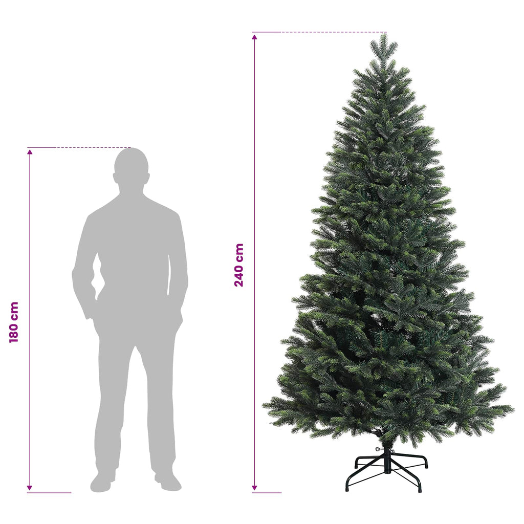 vidaXL Sztuczna choinka z zawiasami 240 cm PVC i Metal zielony