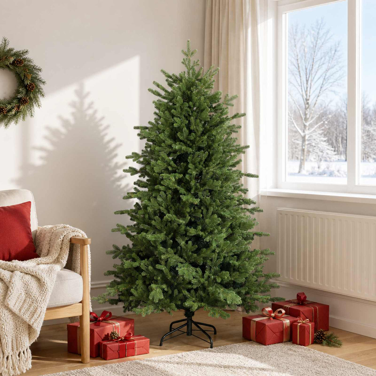 vidaXL Sztuczna choinka z zawiasami 180 cm PVC i Metal zielony