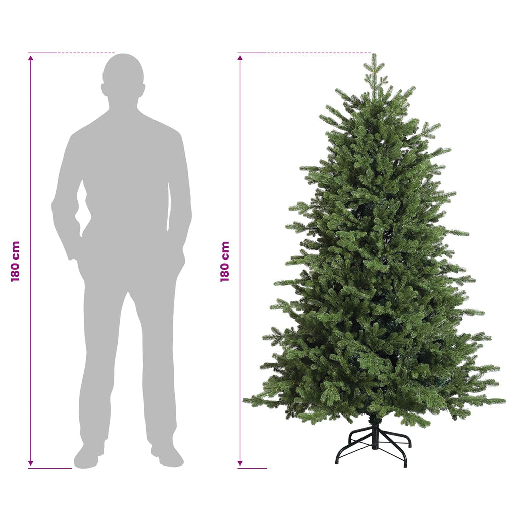 vidaXL Sztuczna choinka z zawiasami 180 cm PVC i Metal zielony