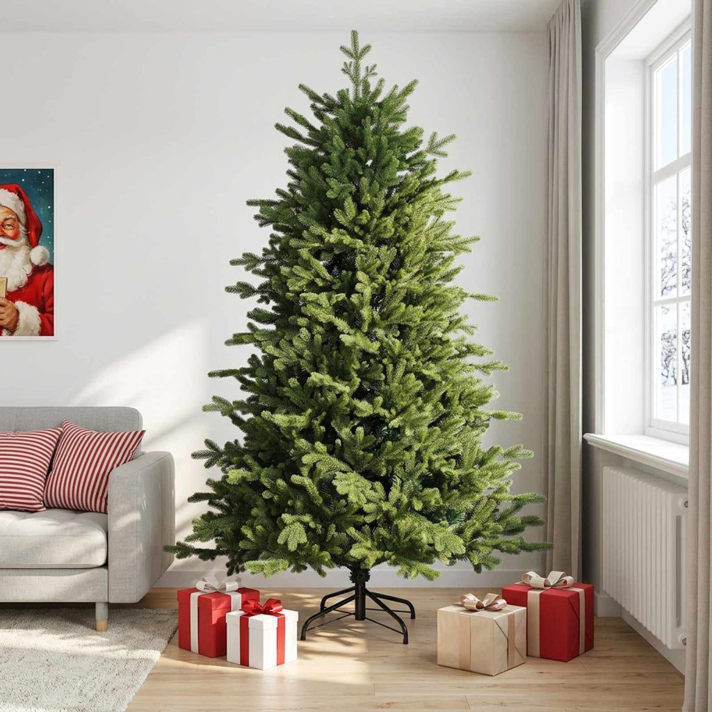 vidaXL Sztuczna choinka z zawiasami 240 cm PVC i Metal zielony