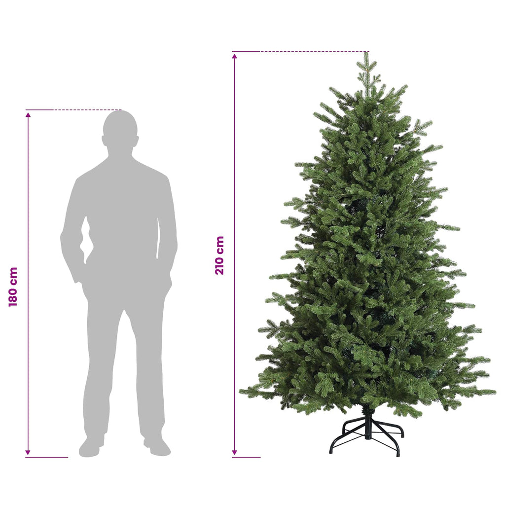 vidaXL Sztuczna choinka z zawiasami 210 cm PVC i Metal zielony