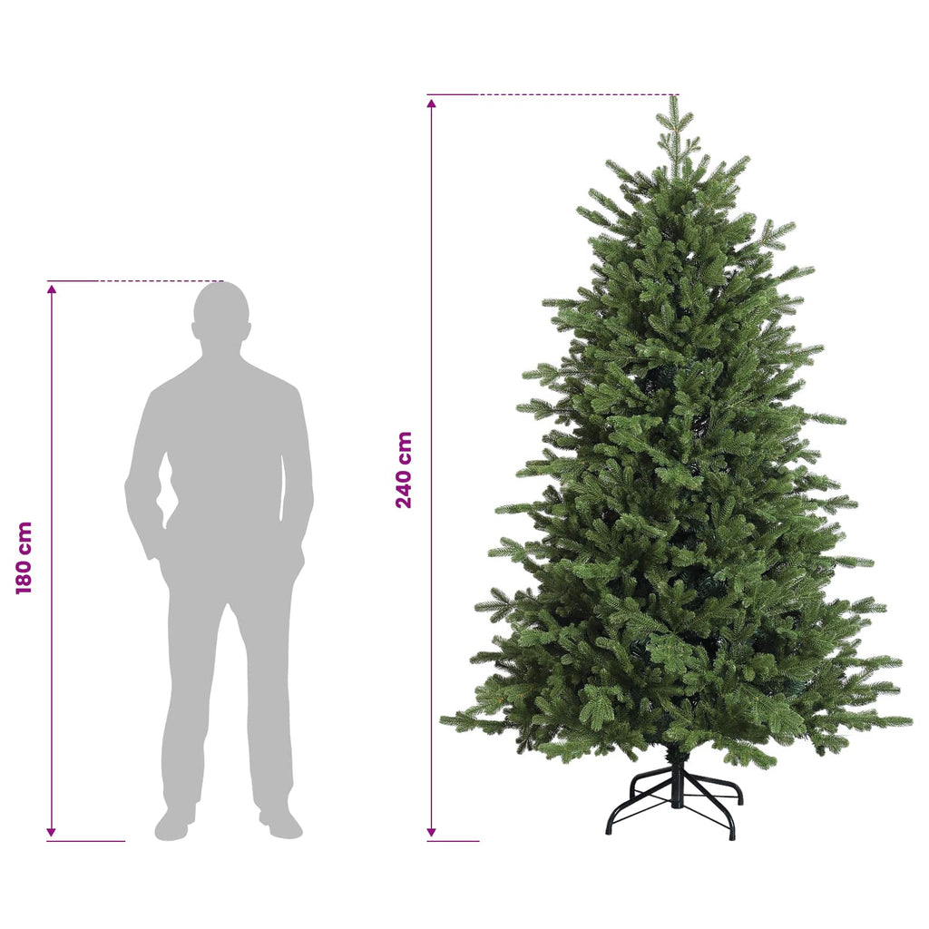 vidaXL Sztuczna choinka z zawiasami 240 cm PVC i Metal zielony