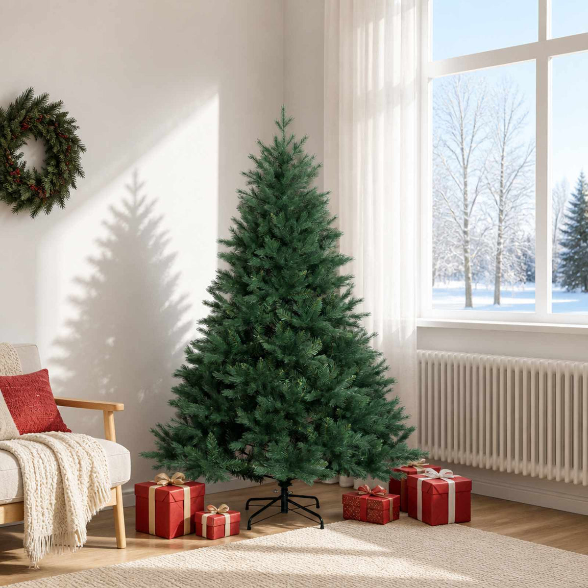 vidaXL Sztuczna choinka z zawiasami 180 cm PVC i Metal zielony