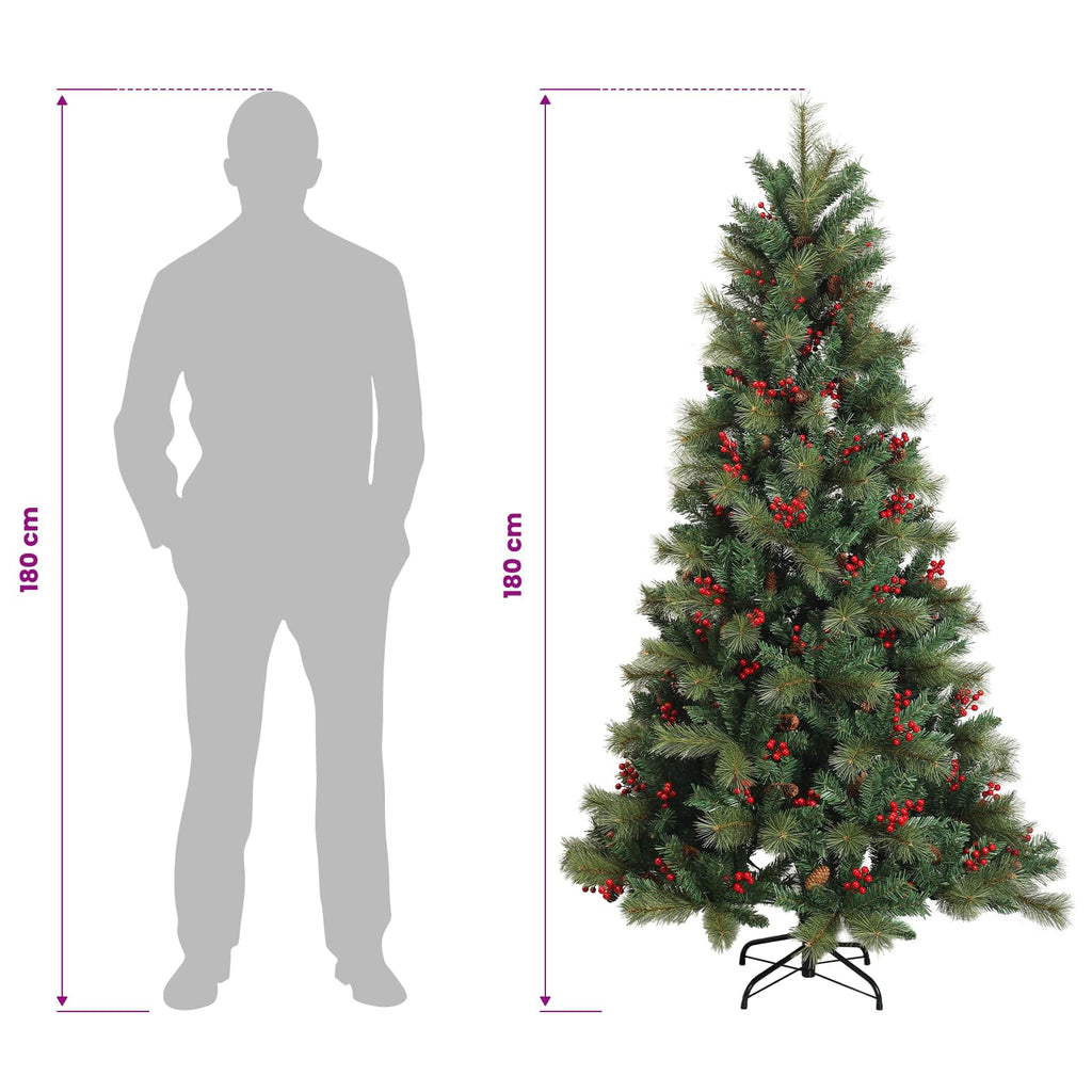 vidaXL Sztuczna choinka z zawiasami 180 cm PVC i Metal zielony