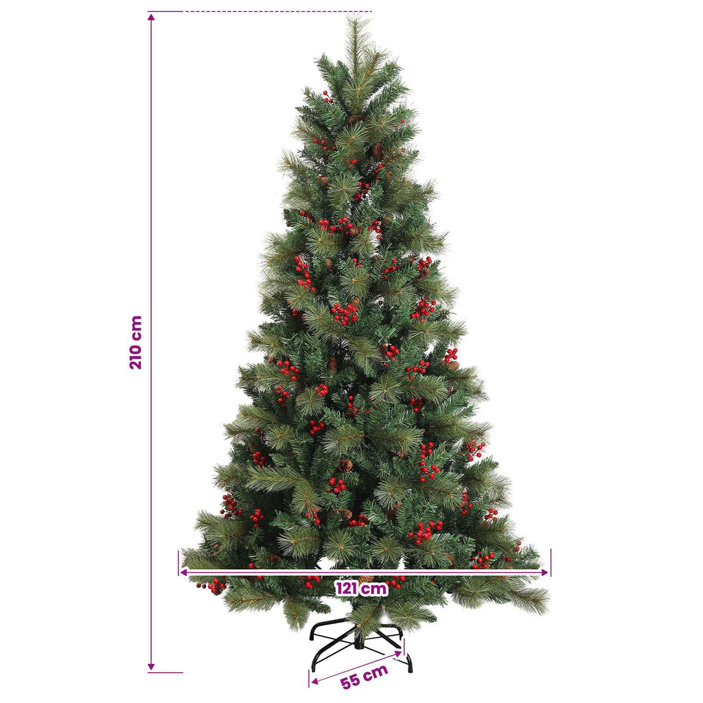 vidaXL Sztuczna choinka z zawiasami 210 cm PVC i Metal zielony