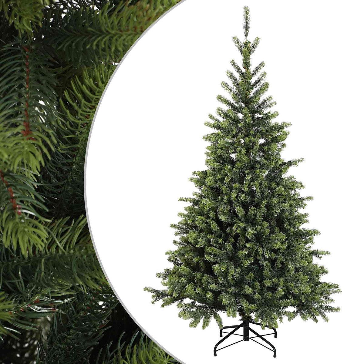vidaXL Sztuczna choinka z zawiasami 150 cm PVC i Metal zielony