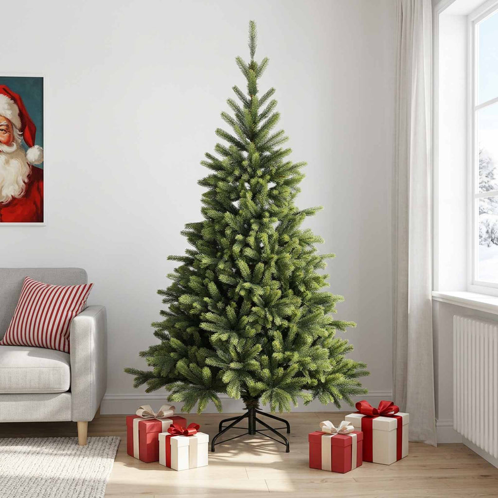 vidaXL Sztuczna choinka z zawiasami 240 cm PVC i Metal zielony