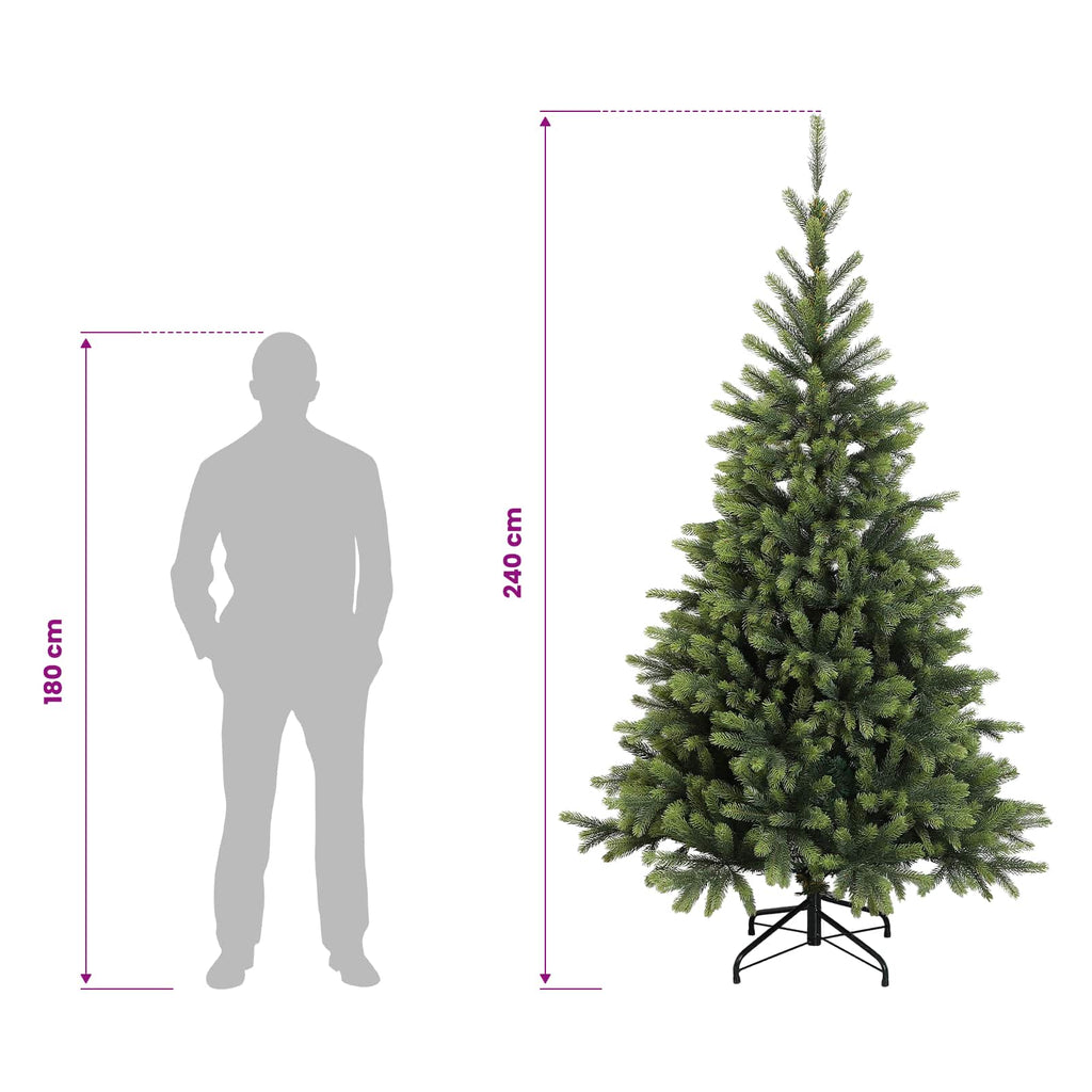 vidaXL Sztuczna choinka z zawiasami 240 cm PVC i Metal zielony
