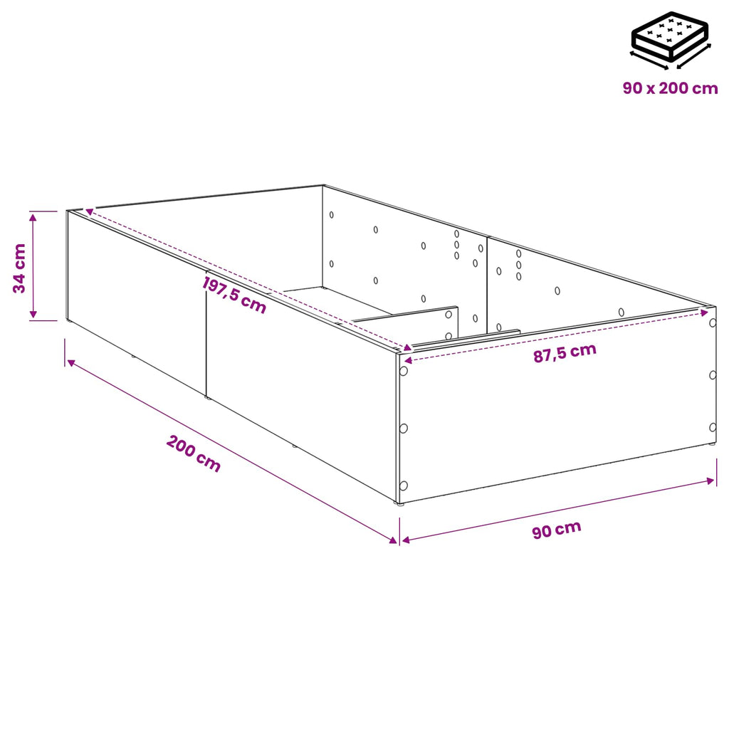 vidaXL Obudowa łóżka do regulowanego stelaża Dąb artisan 90 x 200 cm