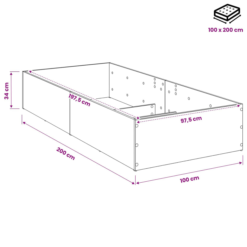 vidaXL Obudowa łóżka do regulowanego stelaża Biały 100 x 200 cm