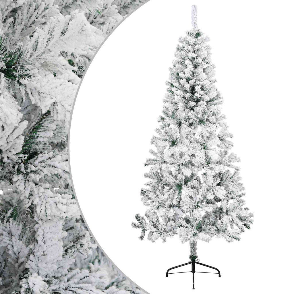 vidaXL Sztuczna choinka 210 cm PVC i stal Zielony i Biały