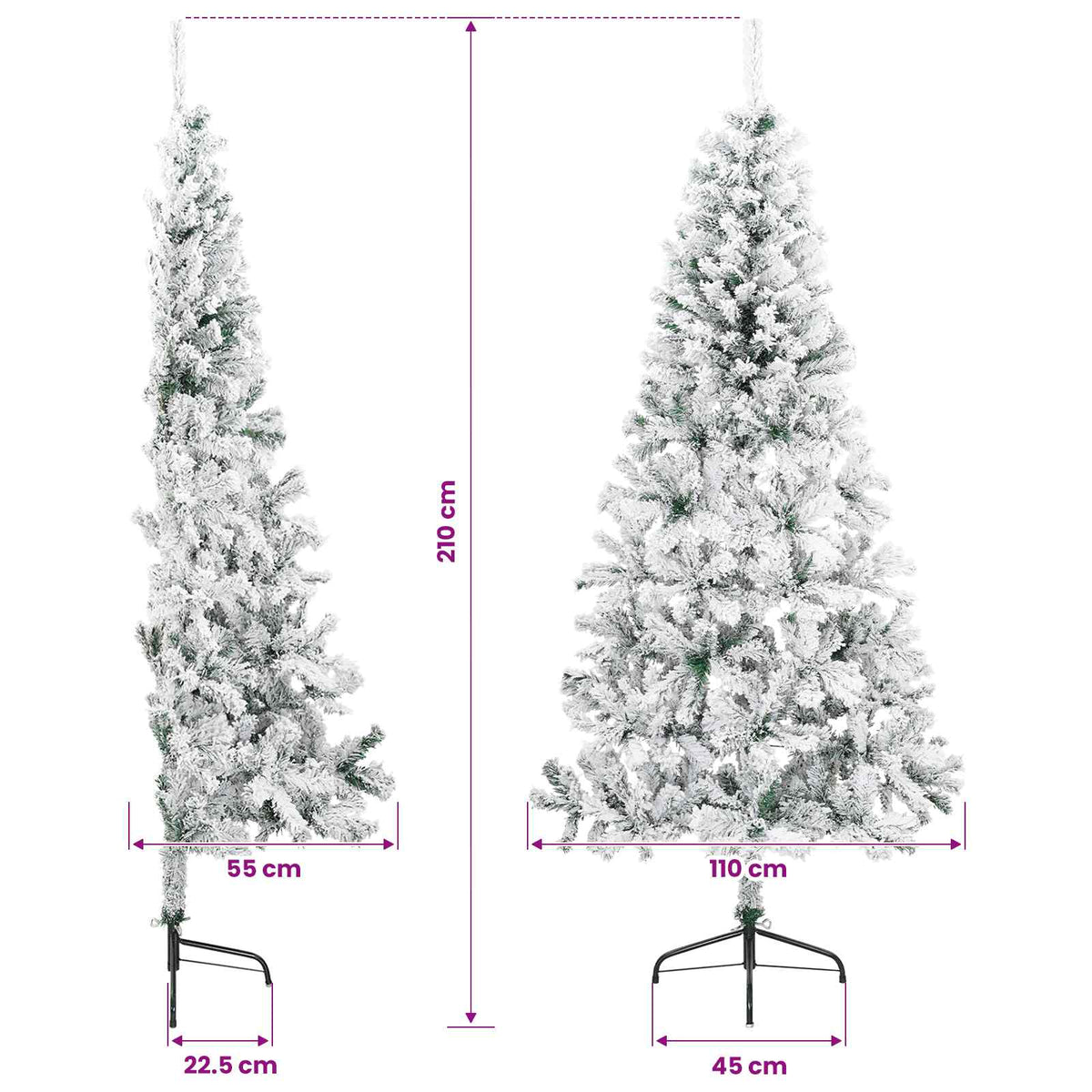 vidaXL Sztuczna choinka 210 cm PVC i stal Zielony i Biały