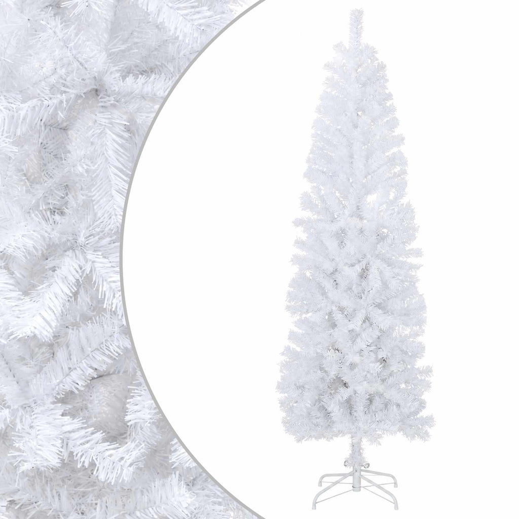 vidaXL Sztuczne smukłe drzewo bożonarodzeniowe 180 cm PVC i stal Biały