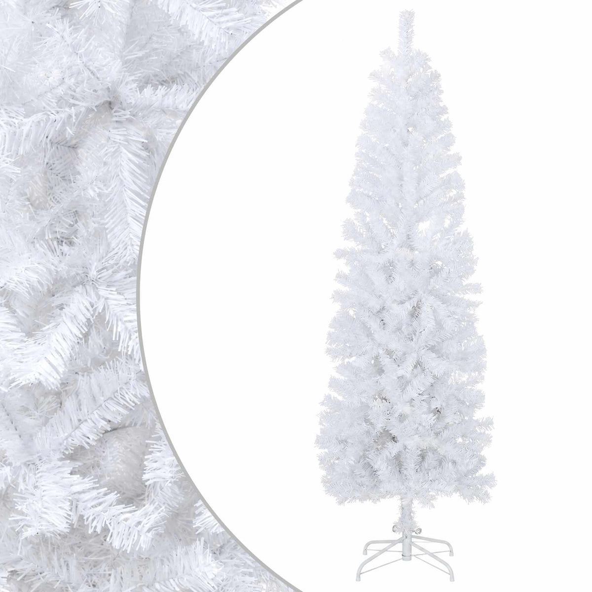 vidaXL Sztuczne smukłe drzewo bożonarodzeniowe 180 cm PVC i stal Biały