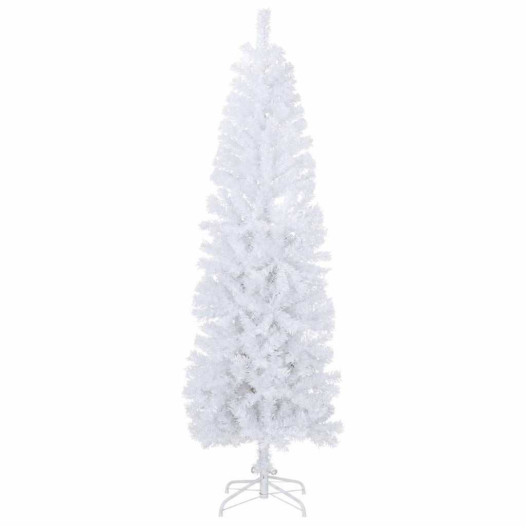 vidaXL Sztuczne smukłe drzewo bożonarodzeniowe 180 cm PVC i stal Biały
