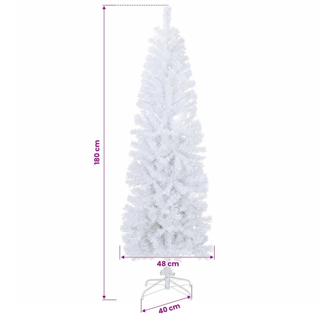 vidaXL Sztuczne smukłe drzewo bożonarodzeniowe 180 cm PVC i stal Biały