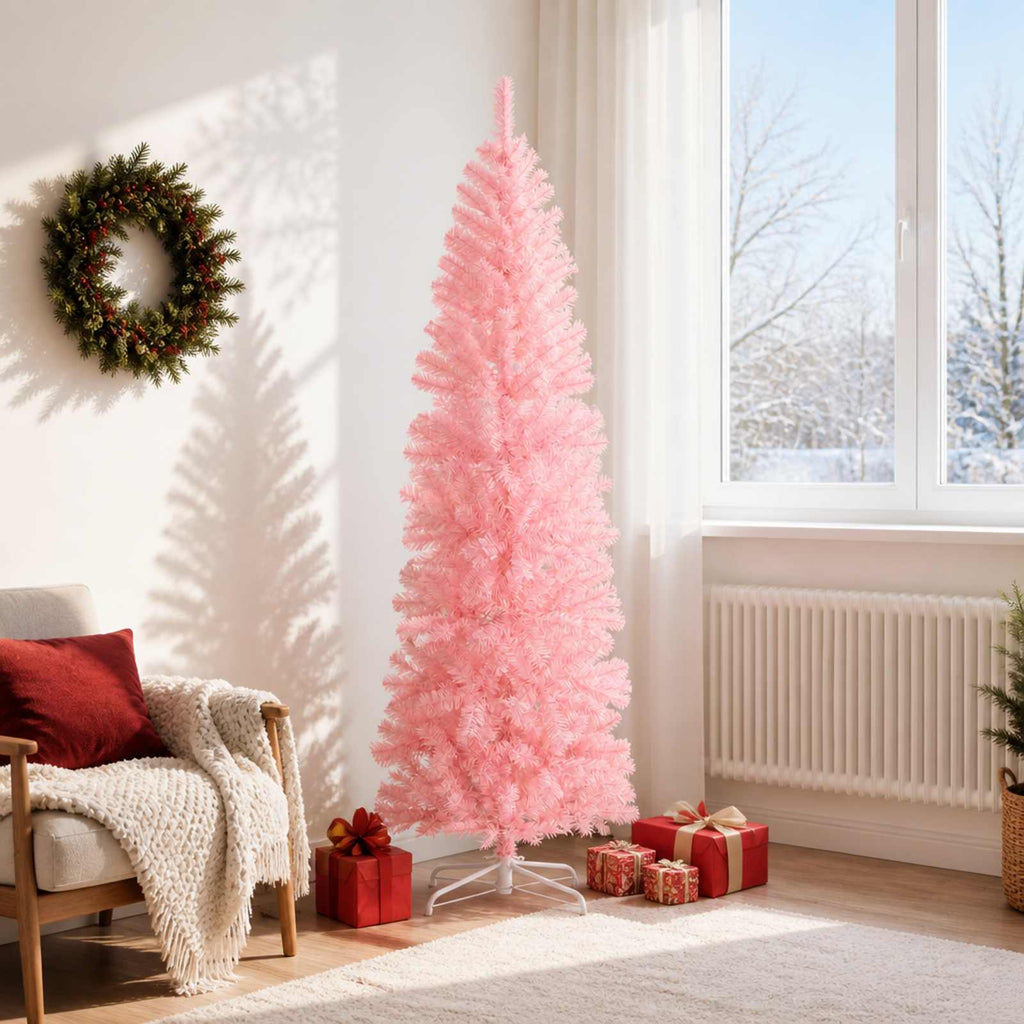vidaXL Sztuczne smukłe drzewo bożonarodzeniowe 180 cm PVC i stal