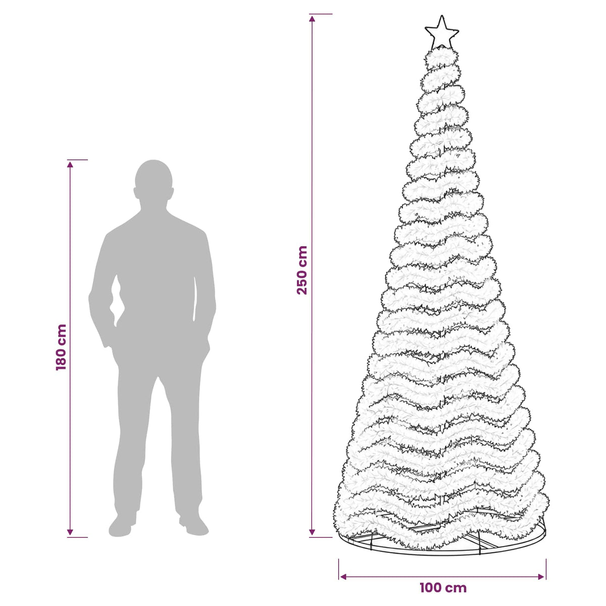 vidaXL Choinka z lamety z oświetleniem LED i podstawą EKENAS 250 cm