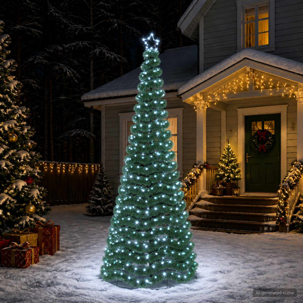 vidaXL Choinka z lamety z oświetleniem LED i podstawą EKENAS 250 cm