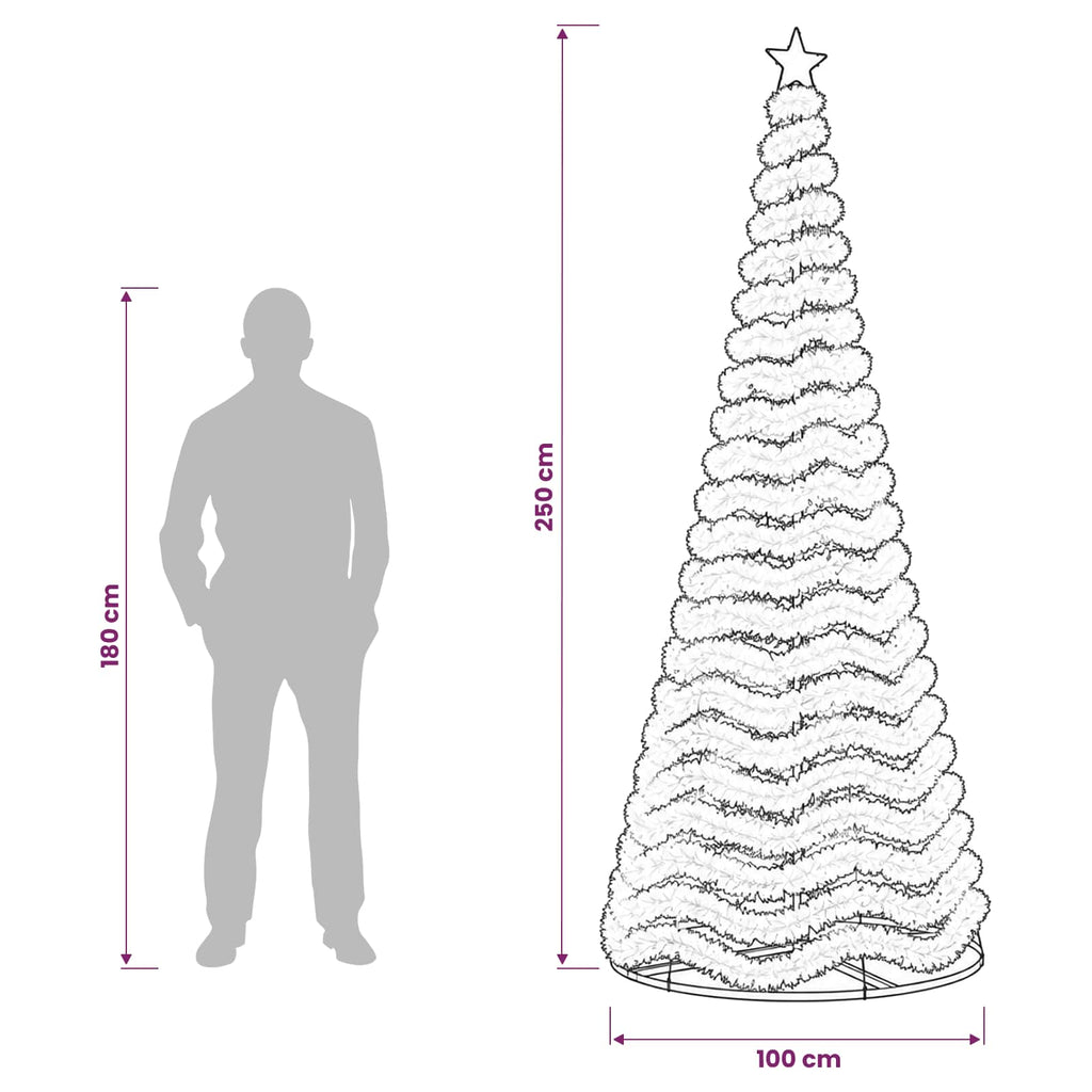 vidaXL Choinka z lamety z oświetleniem LED i podstawą EKENAS 250 cm