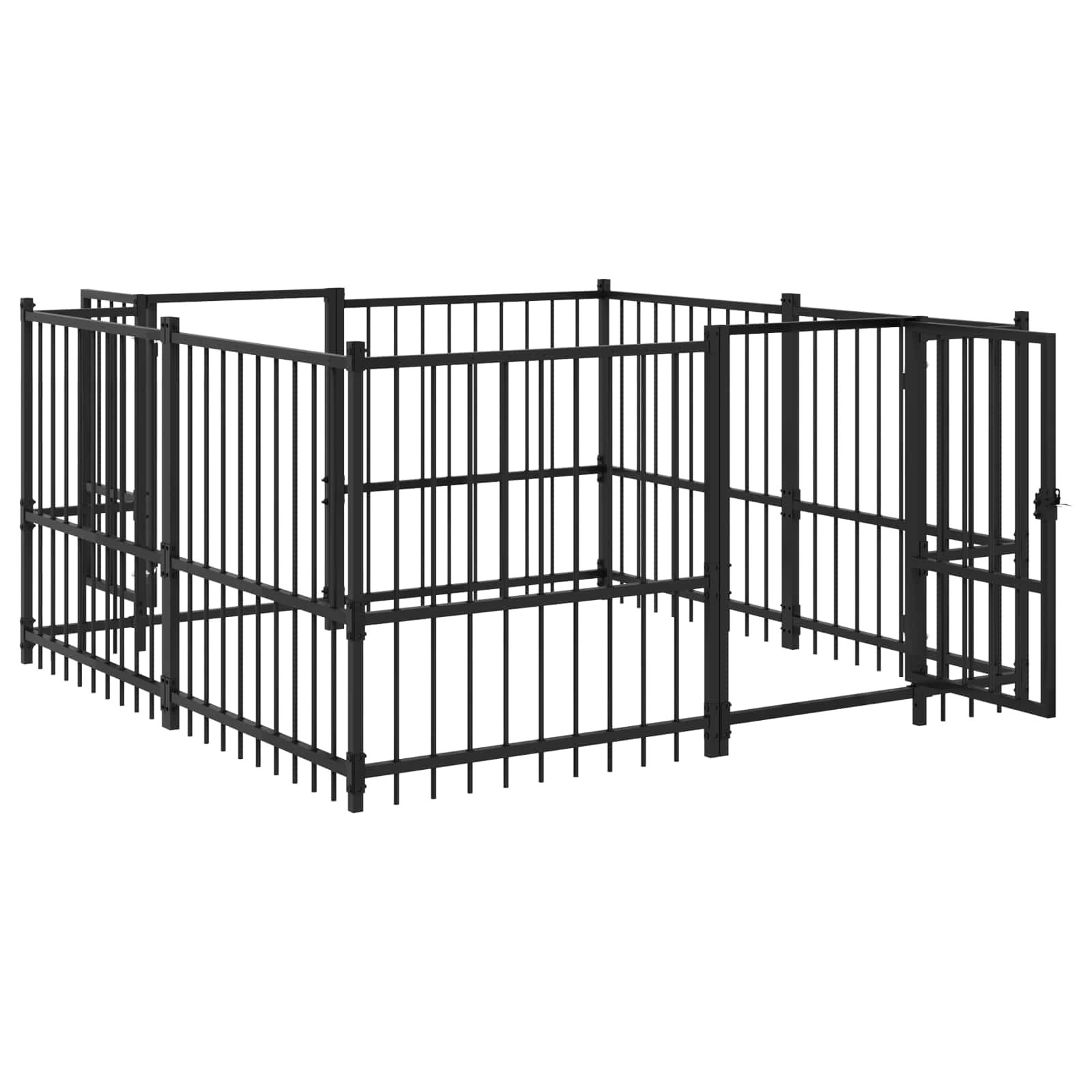 vidaXL Zewnętrzny kojec dla psa Czarny 192 x 192 x 100 cm Stal