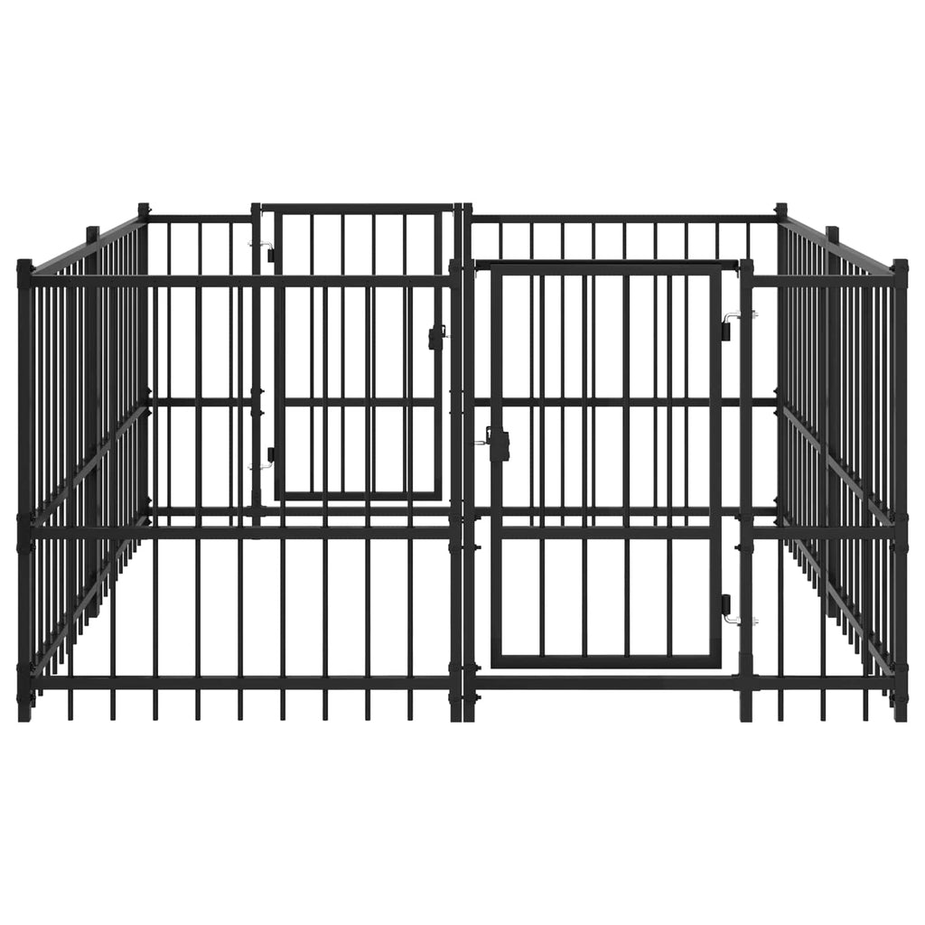 vidaXL Zewnętrzny kojec dla psa Czarny 192 x 192 x 100 cm Stal